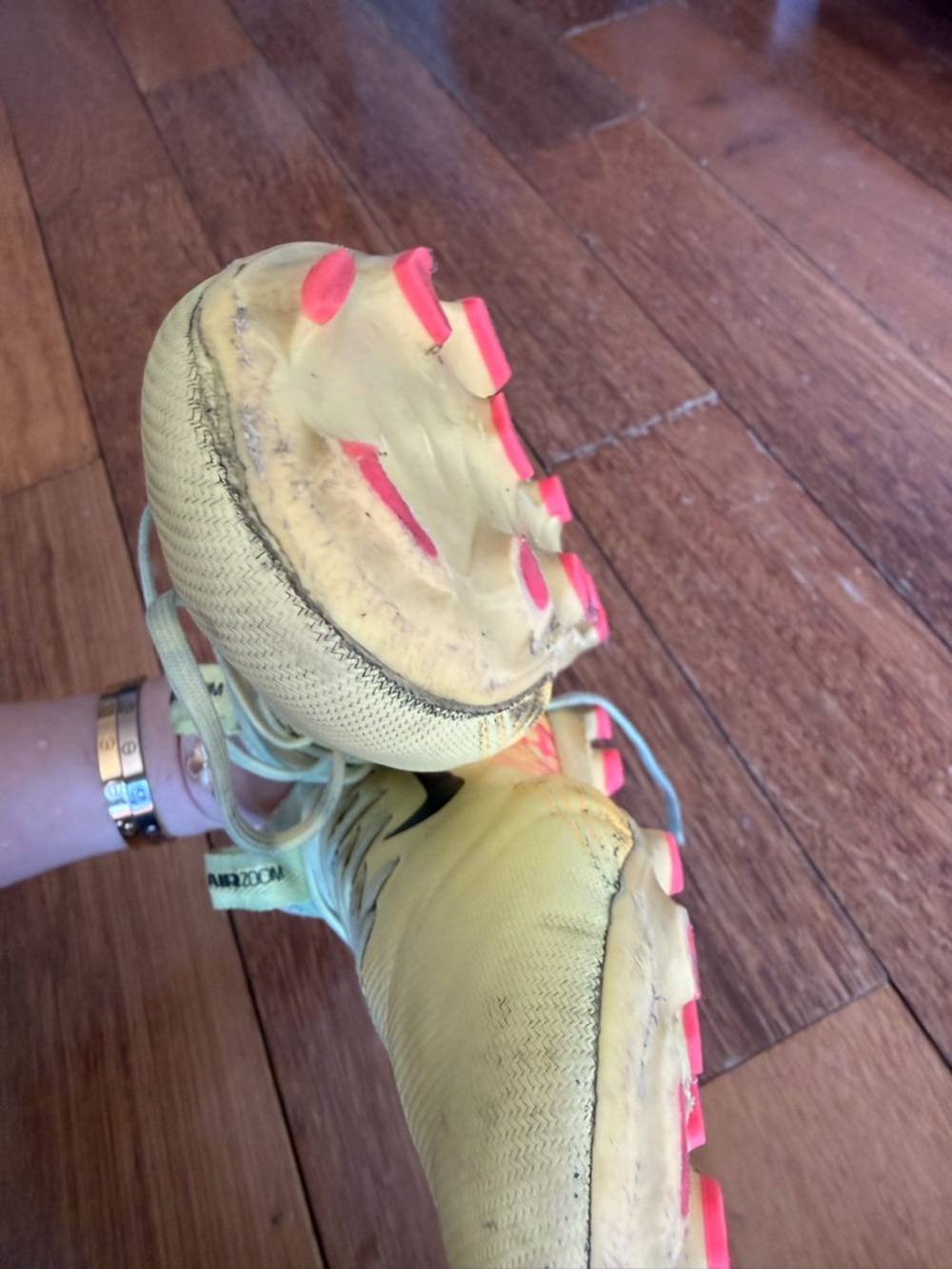 Nike Yellow Soccer Cleats with Black Swoosh and Accents - Picture 11 of 11